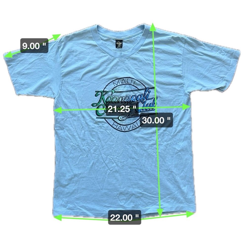 VTG 80s Anvil Short Sleeve Crewneck Hawaii Beach Single Stitch T-Shirt Blue XXL - Picture 6 of 6